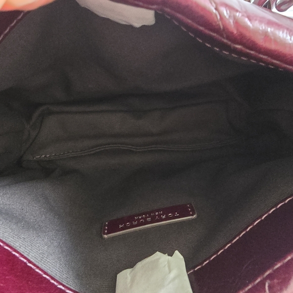 Tory Burch Small Kira Diamond Quilt Distressed Leather Crossbody Bag DarkCarmine - Picture 6 of 8